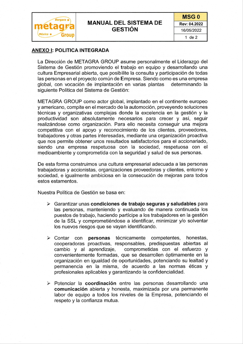 Política de calidad